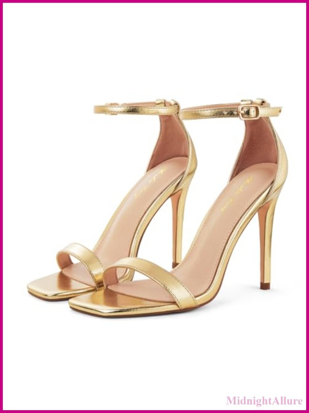 Women's Stiletto High Heels Strappy Sandals Square Toe Adjustable Ankle Strap